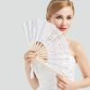 imageBABEYOND Cotton Lace Folding Handheld Fan Embroidered Bridal Hand Fan with Bamboo Staves for Wedding Decoration Dancing PartyWhite