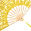 imageBABEYOND Cotton Lace Folding Handheld Fan Embroidered Bridal Hand Fan with Bamboo Staves for Wedding Decoration Dancing PartyYellow