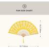 imageBABEYOND Cotton Lace Folding Handheld Fan Embroidered Bridal Hand Fan with Bamboo Staves for Wedding Decoration Dancing PartyYellow