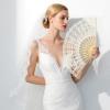 imageBABEYOND Cotton Lace Folding Handheld Fan Embroidered Bridal Hand Fan with Bamboo Staves for Wedding Decoration Dancing Partybeige
