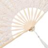 imageBABEYOND Cotton Lace Folding Handheld Fan Embroidered Bridal Hand Fan with Bamboo Staves for Wedding Decoration Dancing Partybeige
