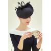 imageBABEYOND Derby Hats for Women  Fascinators Tea Party Hats Headband Wide Brim Fascinator Wedding Cocktail Feathers HeadwearStyle 2black