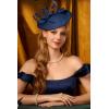 imageBABEYOND Derby Hats for Women  Fascinators Tea Party Hats Headband Wide Brim Fascinator Wedding Cocktail Feathers HeadwearStyle 2navy Blue