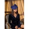 imageBABEYOND Derby Hats for Women  Kentucky Fascinators Tea Party Hats Headband Felt Large Fascinator for WeddingNavy Blue