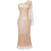 imageBABEYOND Evening Gown for Women  Prom Dress One Shoulder Beaded Long Cocktail Dress for PartyApricot Gold