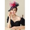 imageBABEYOND Fascinator Feather Hair Clip Tea Party Pillbox Derby Hat Bridal Wedding Veil ABlack