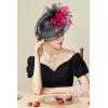imageBABEYOND Fascinator Feather Hair Clip Tea Party Pillbox Derby Hat Bridal Wedding Veil ABlack