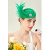 imageBABEYOND Fascinator Hat for Women Tea Party Kentucky Derby Pillbox Headpiece Costume Feathers Carnival Head WearGreen