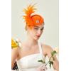 imageBABEYOND Fascinator Hat for Women Tea Party Kentucky Derby Pillbox Headpiece Costume Feathers Carnival Head WearOrange
