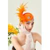 imageBABEYOND Fascinator Hat for Women Tea Party Kentucky Derby Pillbox Headpiece Costume Feathers Carnival Head WearOrange