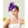 imageBABEYOND Fascinator Hat for Women Tea Party Kentucky Derby Pillbox Headpiece Costume Feathers Carnival Head WearPurple