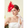 imageBABEYOND Fascinator Hat for Women Tea Party Kentucky Derby Pillbox Headpiece Costume Feathers Carnival Head WearRed