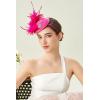 imageBABEYOND Fascinator Hat for Women Tea Party Kentucky Derby Pillbox Headpiece Costume Feathers Carnival Head WearRose Red