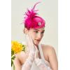 imageBABEYOND Fascinator Hat for Women Tea Party Kentucky Derby Pillbox Headpiece Costume Feathers Carnival Head WearRose Red