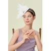 imageBABEYOND Fascinator Hat for Women Tea Party Kentucky Derby Pillbox Headpiece Costume Feathers Carnival Head WearWhite