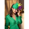 imageBABEYOND Fascinator Hat for Women Tea Party Kentucky Derby Pillbox Headpiece Costume Feathers Carnival Head WearYellow Green Purple
