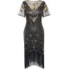 imageBABEYOND Flapper Dresses 1920s Gatsby  Roaring 20s Sequin Beaded Dress Fringe DressBlack Gold