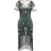 imageBABEYOND Flapper Dresses 1920s Gatsby  Roaring 20s Sequin Beaded Dress Fringe DressGreen Gold