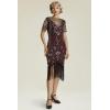 imageBABEYOND Flapper Dresses 1920s Gatsby  Roaring 20s Sequin Beaded Dress Fringe DressWine Red Gold