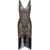 imageBABEYOND Flapper Dresses 1920s V Neck Beaded Fringed Great Gatsby DressBlack Apricot