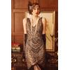 imageBABEYOND Flapper Dresses 1920s V Neck Beaded Fringed Great Gatsby DressBlack Apricot
