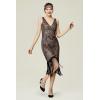 imageBABEYOND Flapper Dresses 1920s V Neck Beaded Fringed Great Gatsby DressBlack Apricot
