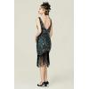 imageBABEYOND Flapper Dresses 1920s V Neck Beaded Fringed Great Gatsby DressBlack Green
