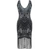 imageBABEYOND Flapper Dresses 1920s V Neck Beaded Fringed Great Gatsby DressBlack Green