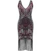 imageBABEYOND Flapper Dresses 1920s V Neck Beaded Fringed Great Gatsby DressWine Red