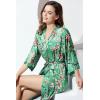 imageBABEYOND Floral Kimono Robe Satin Silky Wedding Robe Lightweight Long Kimono Nightgown SleepwearGreen