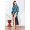 imageBABEYOND Floral Kimono Robe Satin Silky Wedding Robe Lightweight Long Kimono Nightgown SleepwearMalachite Green