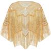 imageBABEYOND Gatsby Shawl Wrap for 1920s Evening Party Night Cape for Women Bridal Sequin CapeletGold