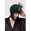 imageBABEYOND Gatsby Turban Hat Vintage 1920s Head Wrap Knit Pleated Turban 20s Cap Dark Green