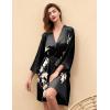 imageBABEYOND Kimono Robe Cover up Short Satin Floral Silky Kimono Blouse Loose Bachelorette Party RobeBlack