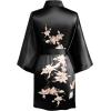 imageBABEYOND Kimono Robe Cover up Short Satin Floral Silky Kimono Blouse Loose Bachelorette Party RobeBlack