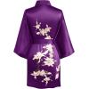 imageBABEYOND Kimono Robe Cover up Short Satin Floral Silky Kimono Blouse Loose Bachelorette Party RobeDeep Purple