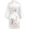 imageBABEYOND Kimono Robe Cover up Short Satin Floral Silky Kimono Blouse Loose Bachelorette Party RobeWhite