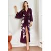 imageBABEYOND Kimono Robe Cover up with Box Long Floral Satin Sleepwear Silky Bathrobe Bachelorette RobeBurgundy