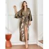 imageBABEYOND Kimono Robe Cover up with Box Long Floral Satin Sleepwear Silky Bathrobe Bachelorette RobeCoffee