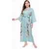 imageBABEYOND Kimono Robe Cover up with Box Long Floral Satin Sleepwear Silky Bathrobe Bachelorette RobeLight Blue