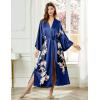 imageBABEYOND Kimono Robe Cover up with Box Long Floral Satin Sleepwear Silky Bathrobe Bachelorette RobeNavy Blue