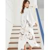 imageBABEYOND Kimono Robe Cover up with Box Long Floral Satin Sleepwear Silky Bathrobe Bachelorette RobePorcelain White