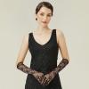 imageBABEYOND Lace Gloves for Women Long Floral Wedding Gloves for Bride Satin Elbow Length Flapper AccessoriesBlack