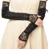 imageBABEYOND Lace Up Fingerless Gloves Long Elbow Gloves for Costume Party Laceup Arm WarmerBlack With Lace Edge
