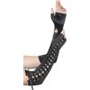 imageBABEYOND Lace Up Fingerless Gloves Long Elbow Gloves for Costume Party Laceup Arm WarmerZblack