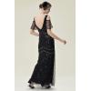 imageBABEYOND Long Dress VNeck Party Dress MultiLayer Long FringeBlack Gold