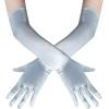 imageBABEYOND Long Opera Party 1920s Satin Tea Party Gloves Costume Stretchy Adult Size Elbow Length Bridal GlovesSilver
