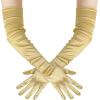 imageBABEYOND Long Opera Party 1920s Satin Tea Party Gloves Costume Stretchy Adult Size Upper Arm Length 27 quotGold