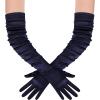 imageBABEYOND Long Opera Party 1920s Satin Tea Party Gloves Costume Stretchy Adult Size Upper Arm Length 27 quotNavy Blue