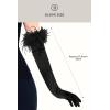 imageBABEYOND Long Satin Opera Gloves  Pageant Feather Gloves 1920s Stretchy Elbow Gloves for Halloween Costume Evening PartyBlack